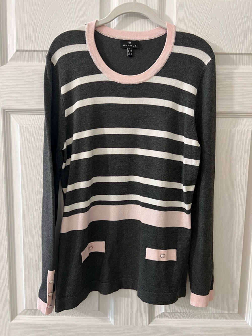 Marble Charcoal Striped Crewneck Sweater